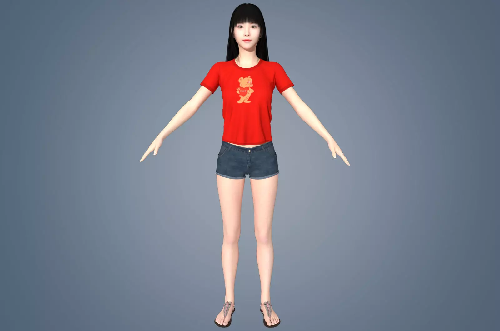 Girl Rigged 3D model Low-poly 3D model_5
