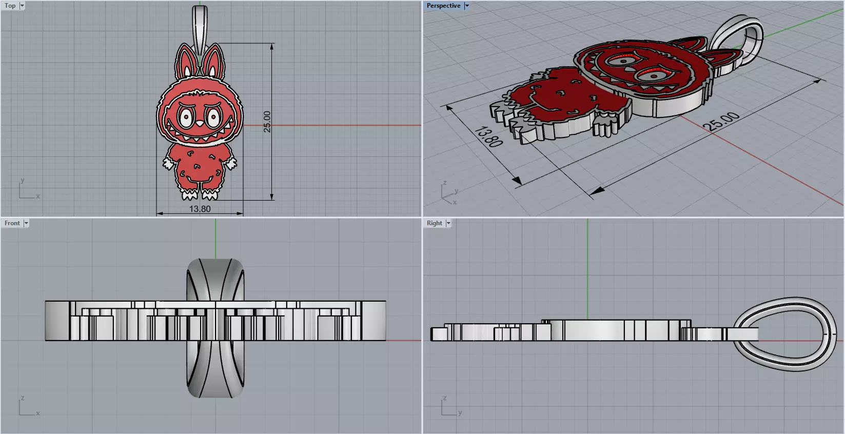 Labubu pendant model 1396 3D print model_3