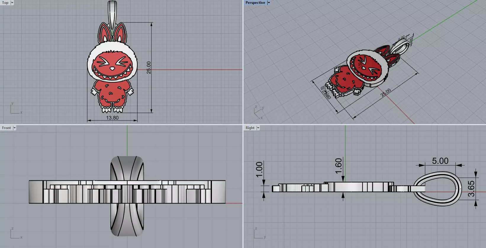 Labubu pendant model 1398 3D print model_3