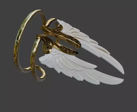 Angel Wing Ring Elegant Fantasy Jewelry 3D print model_3