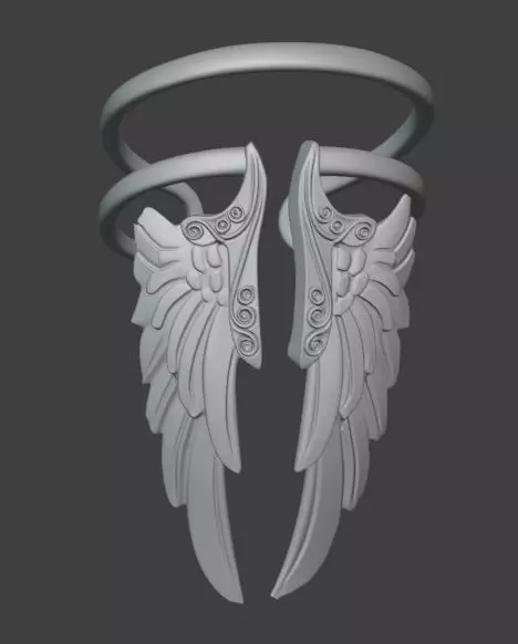 Angel Wing Ring Elegant Fantasy Jewelry 3D print model_4