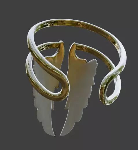 Angel Wing Ring Elegant Fantasy Jewelry 3D print model_2