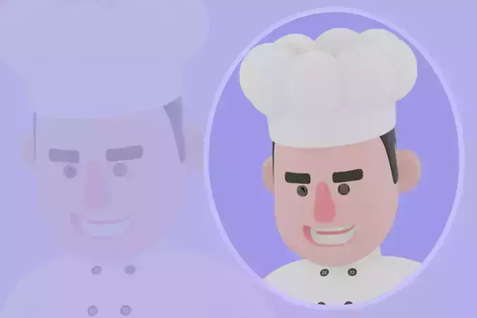 Stylized 3D Male Chef Character - Cartoon Cook Riding Lobster