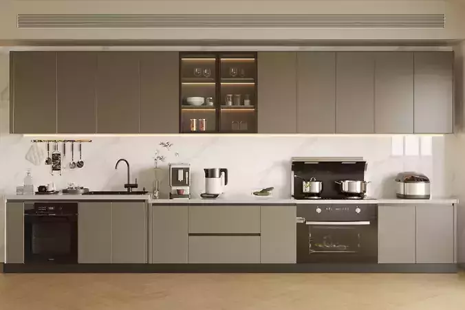 Italian - style linear kitchen