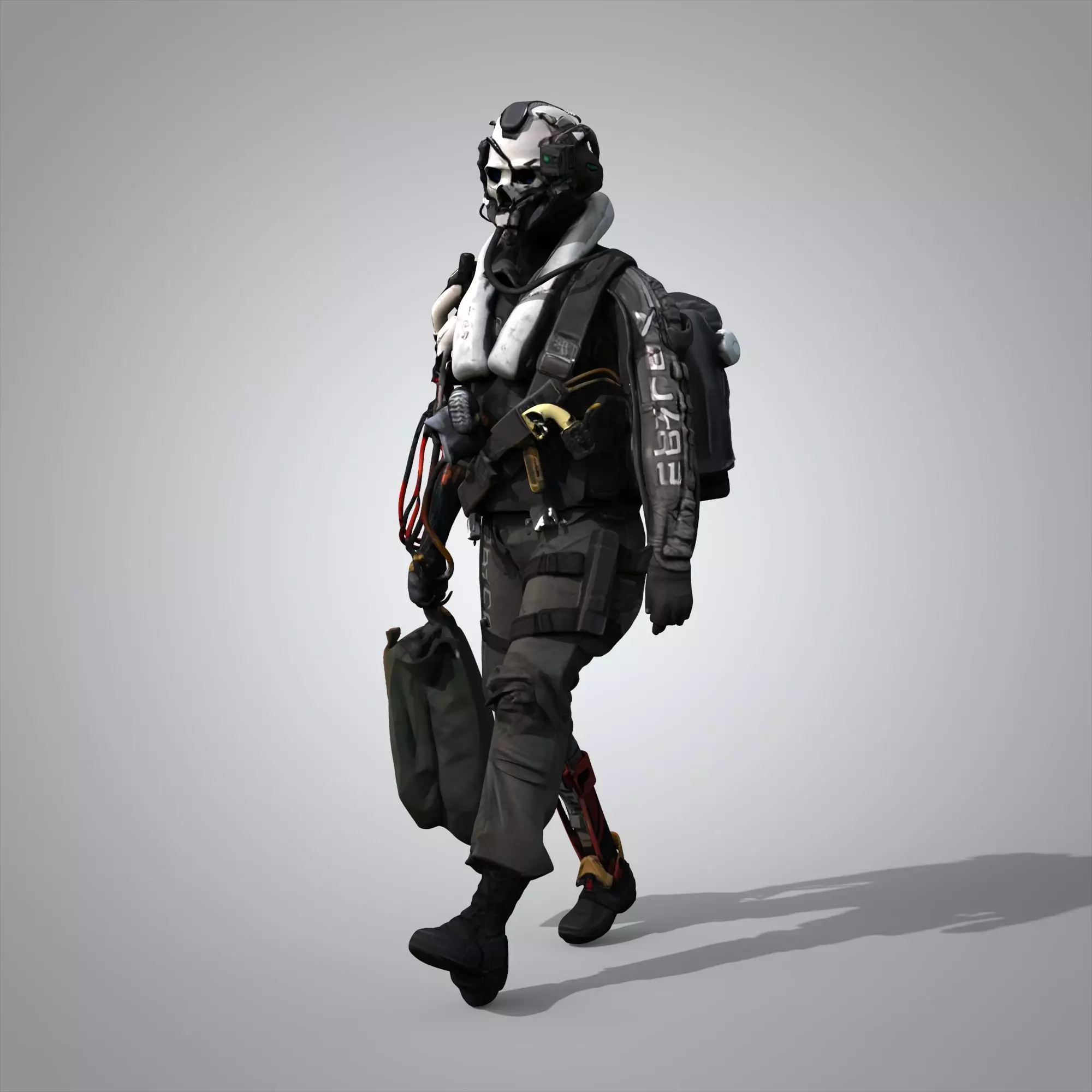 Futuristic combat warrior 3D model_3