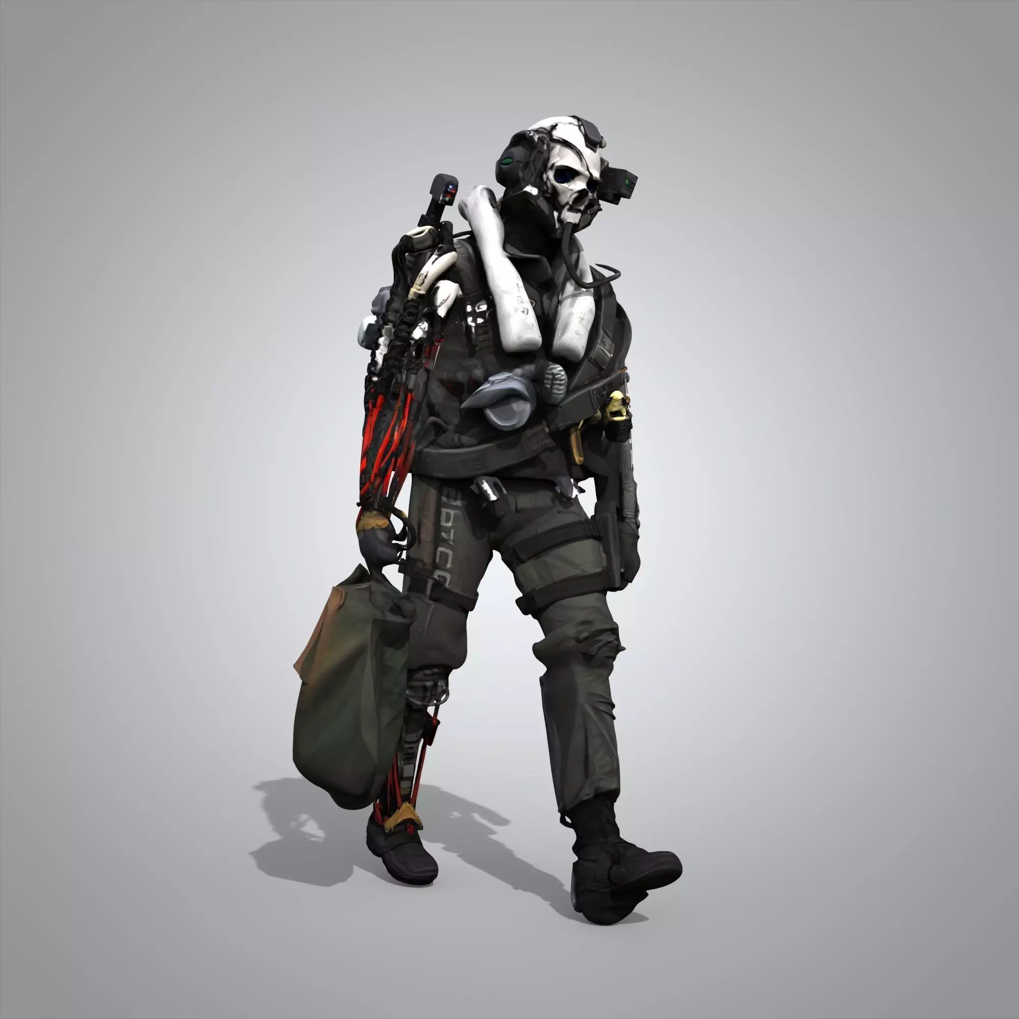 Futuristic combat warrior 3D model_0