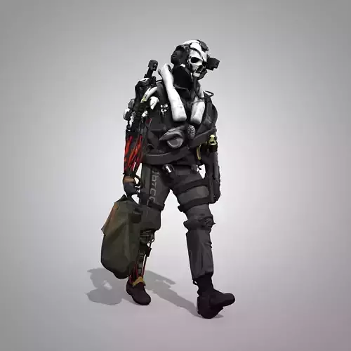 Futuristic combat warrior 3D model