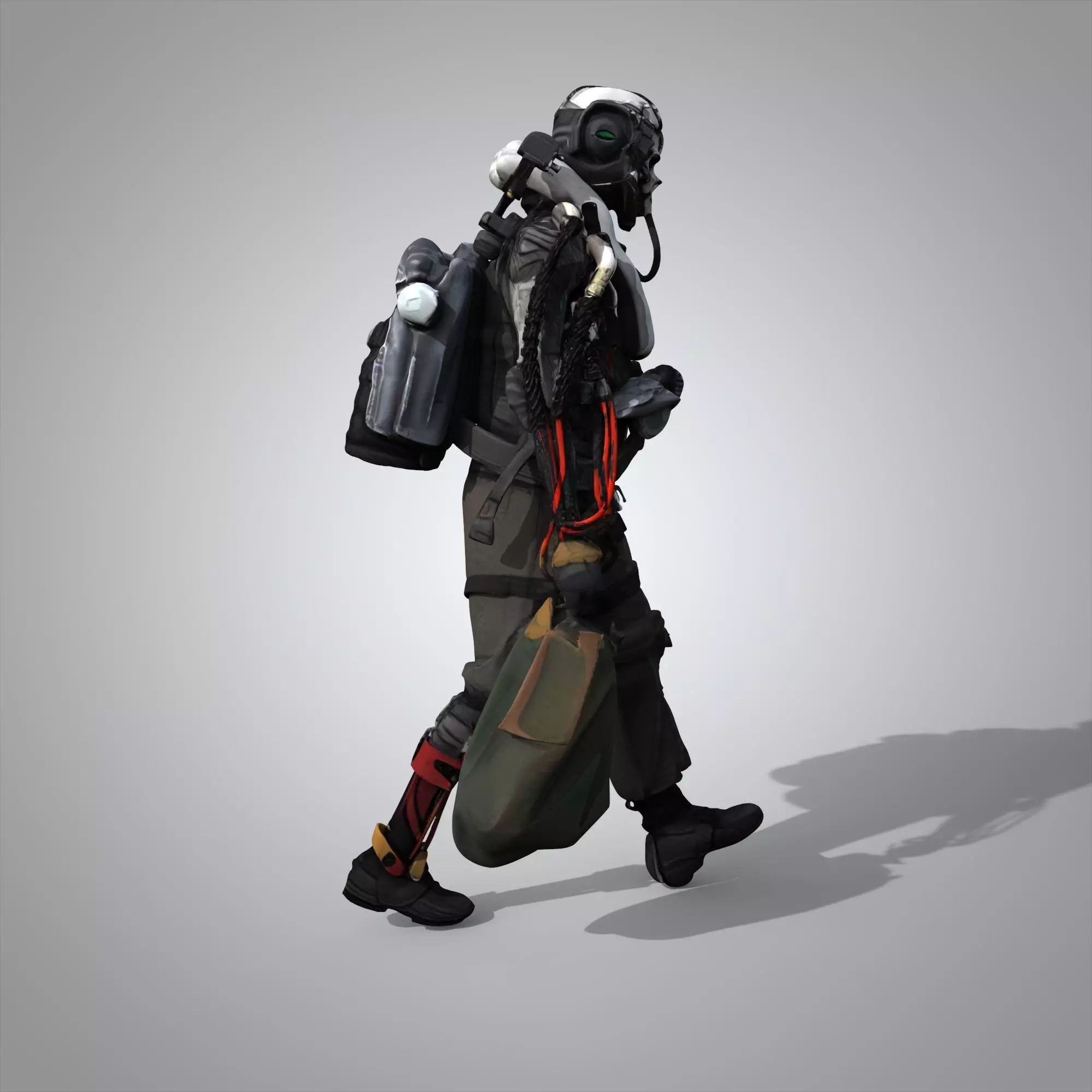 Futuristic combat warrior 3D model_4