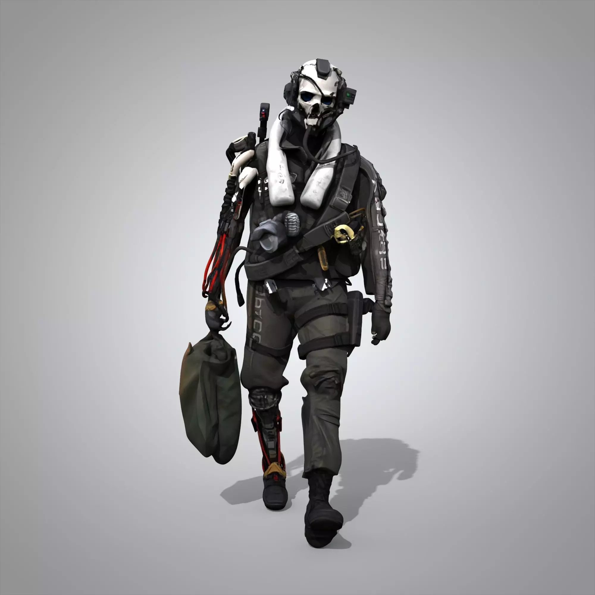 Futuristic combat warrior 3D model_2