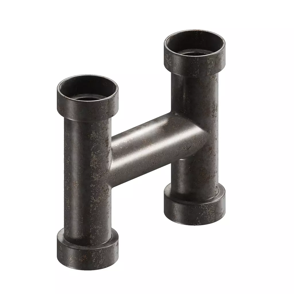 Rusty H Pipe Fitting 3D model_1