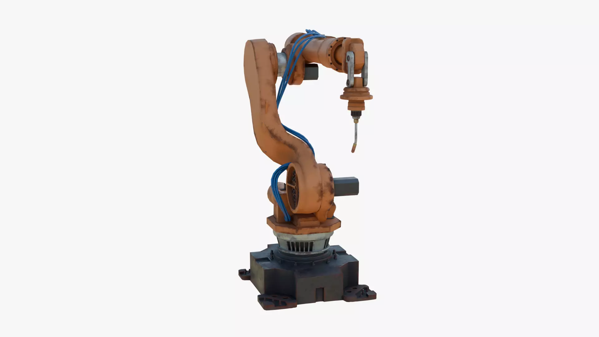 Industrial Welding Robot Orange Rusty Low-poly 3D model_6