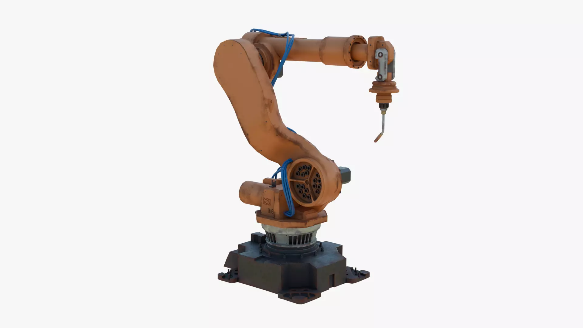 Industrial Welding Robot Orange Rusty Low-poly 3D model_5