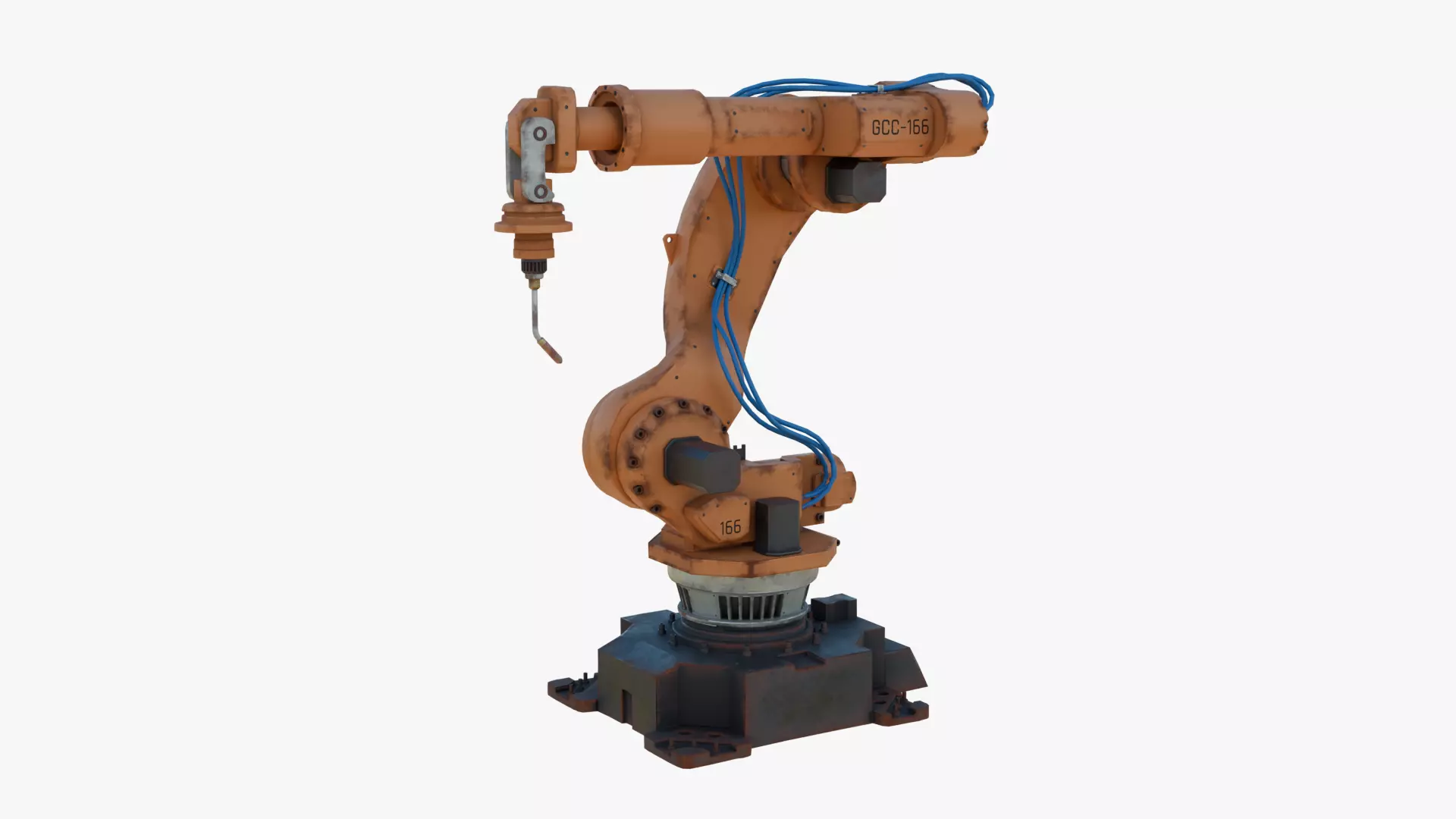 Industrial Welding Robot Orange Rusty Low-poly 3D model_1