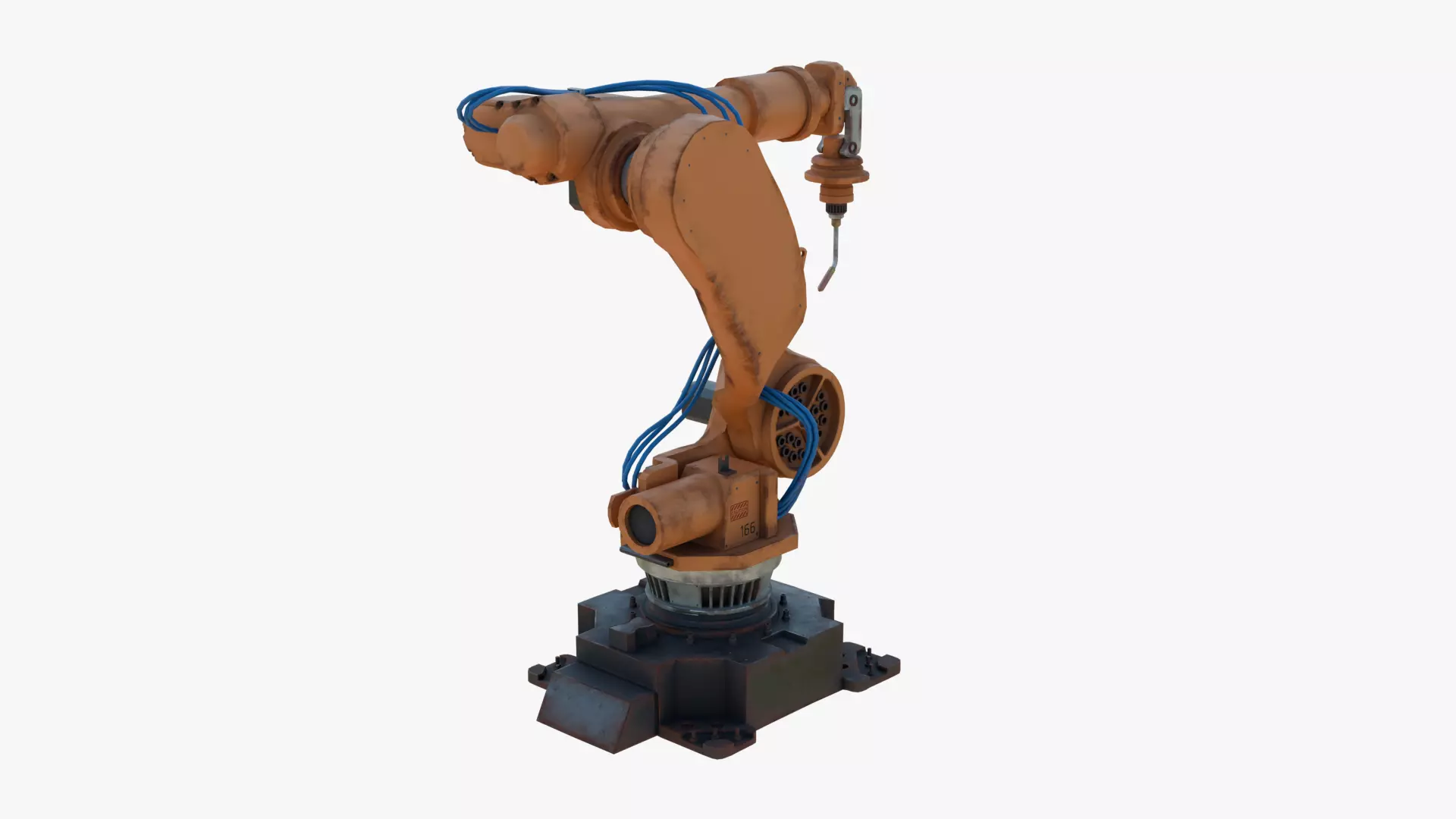 Industrial Welding Robot Orange Rusty Low-poly 3D model_4
