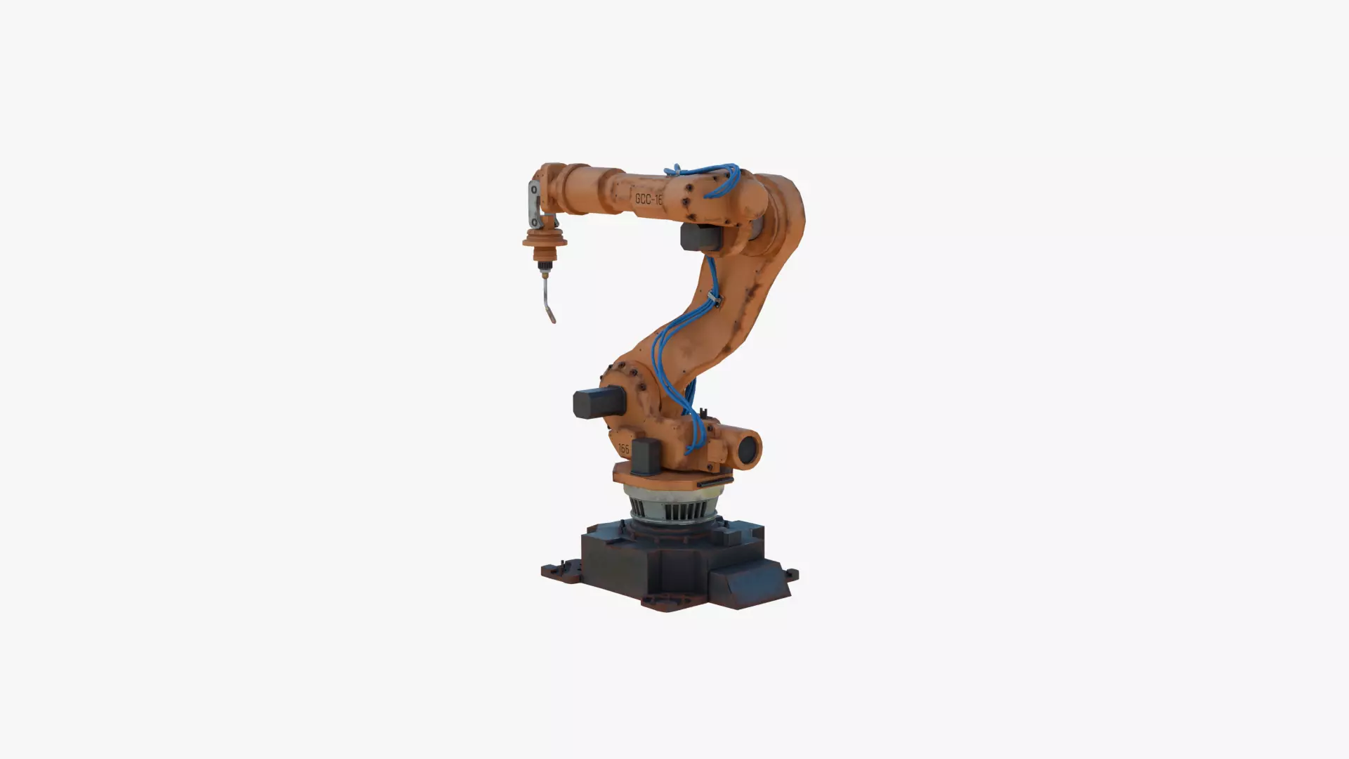 Industrial Welding Robot Orange Rusty Low-poly 3D model_8