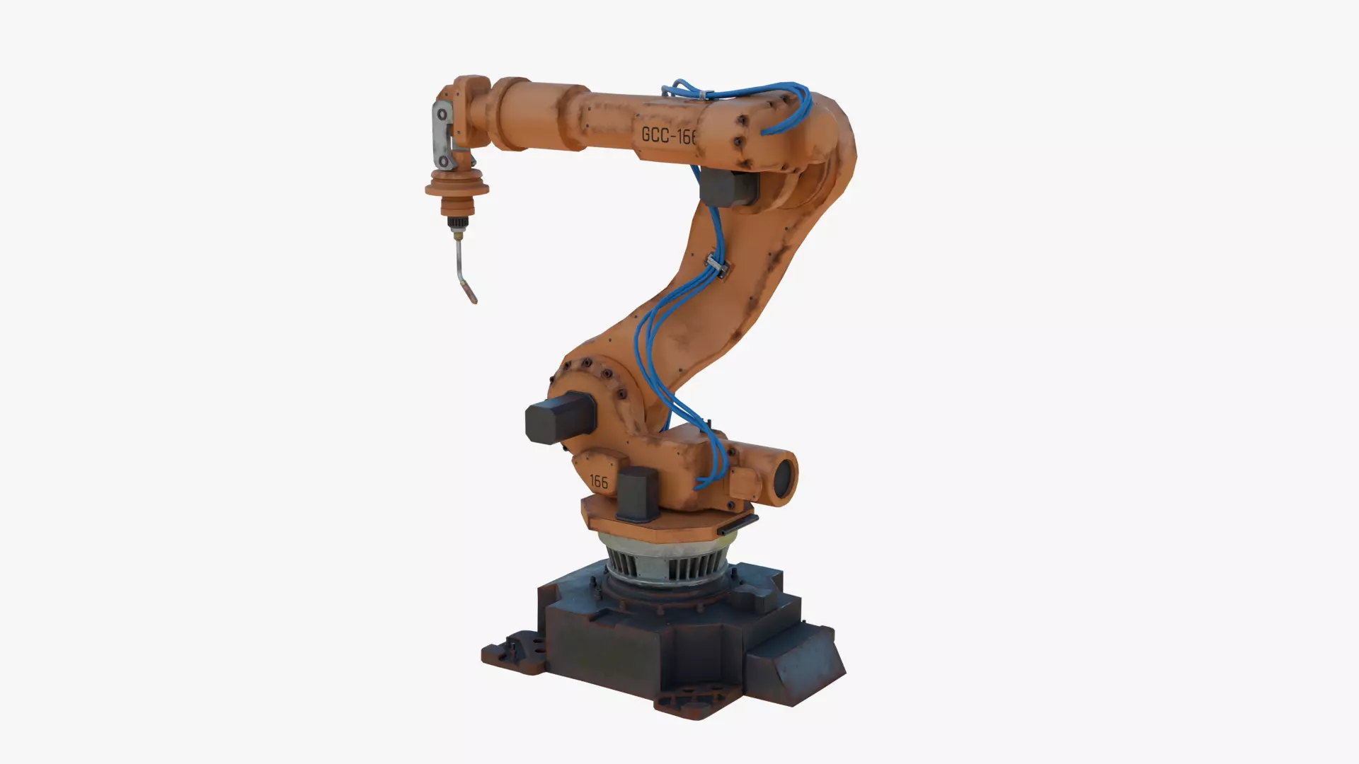 Industrial Welding Robot Orange Rusty Low-poly 3D model_3