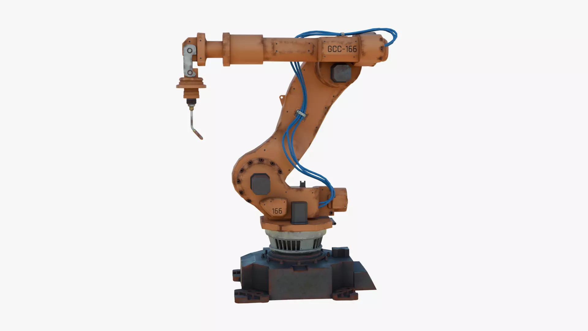 Industrial Welding Robot Orange Rusty Low-poly 3D model_2