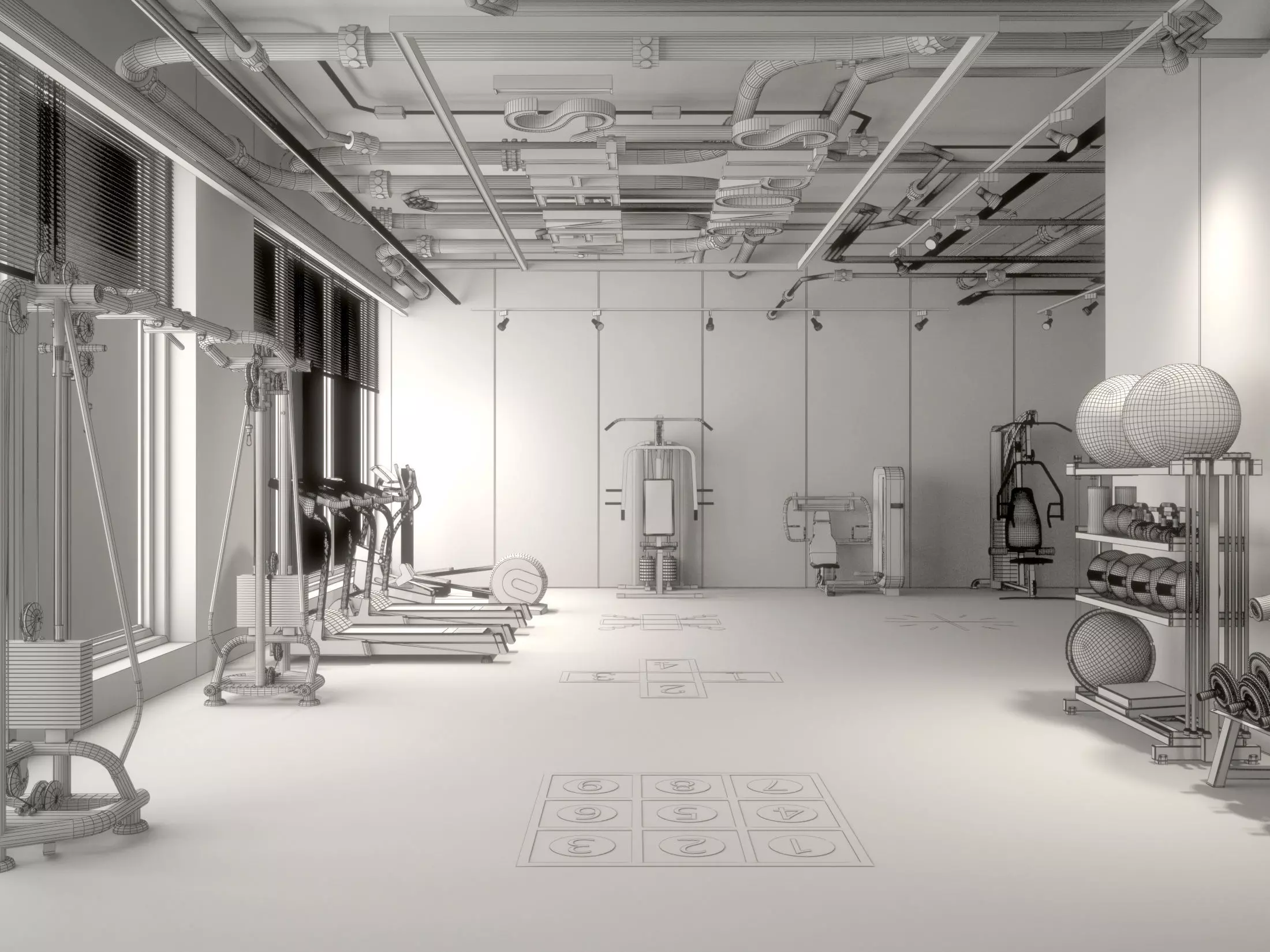 Fitness Center Gym 3D model_5