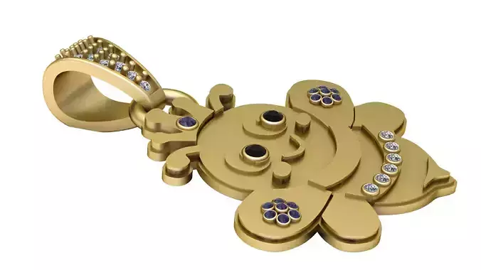 Playful Teddy Bear Pendant  3D Printable Model