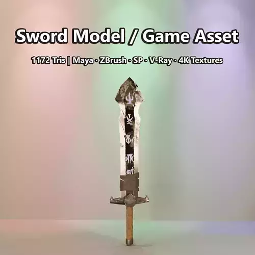 low-poly stylish sword VR-ready AR-ready mobile game asset  Low-poly 3D model