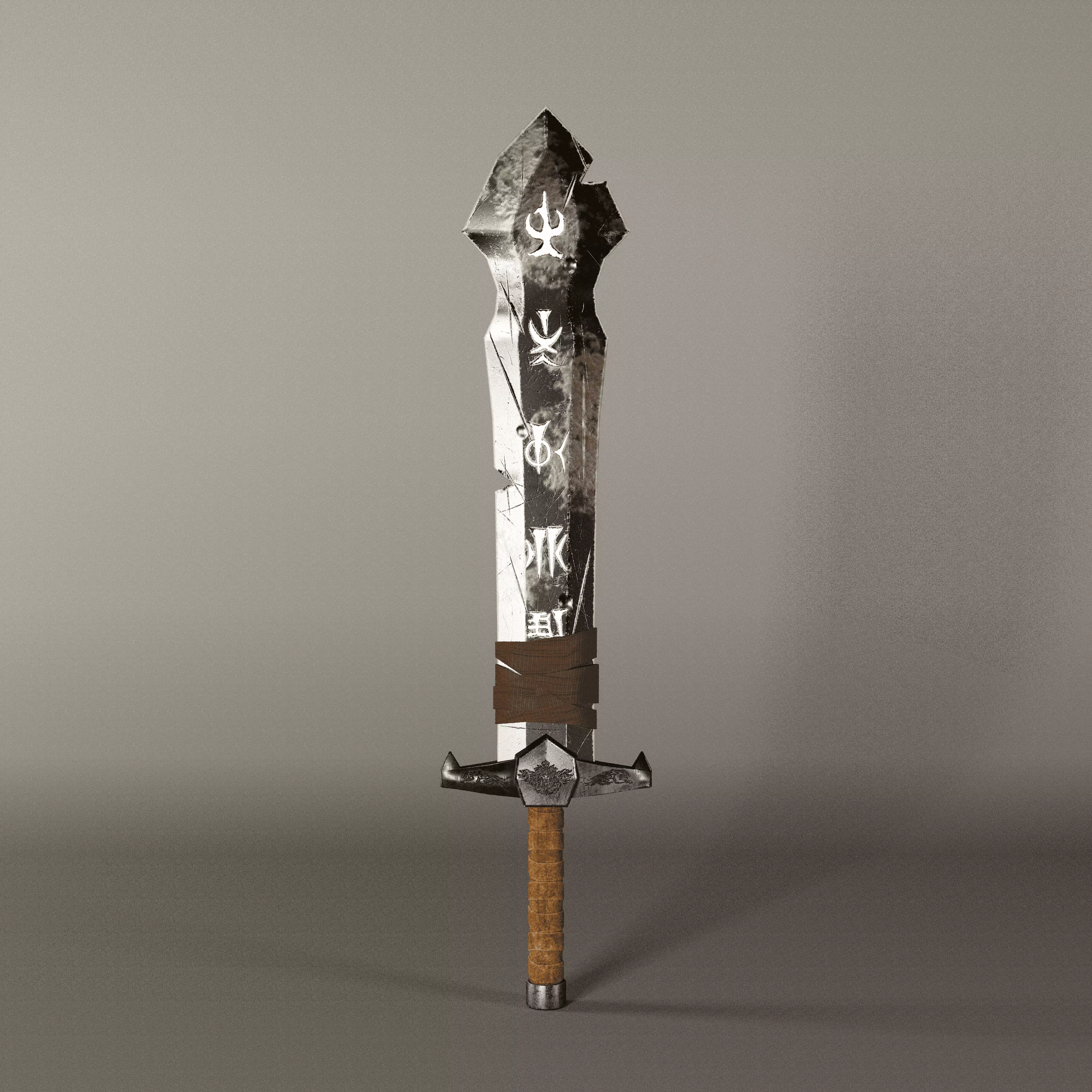 low-poly stylish sword VR-ready AR-ready mobile game asset  Low-poly 3D model_4