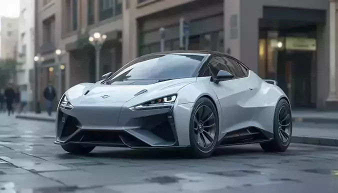 Compact Futuristic Car 3D Model  Low Poly  PBR Low-poly 3D model