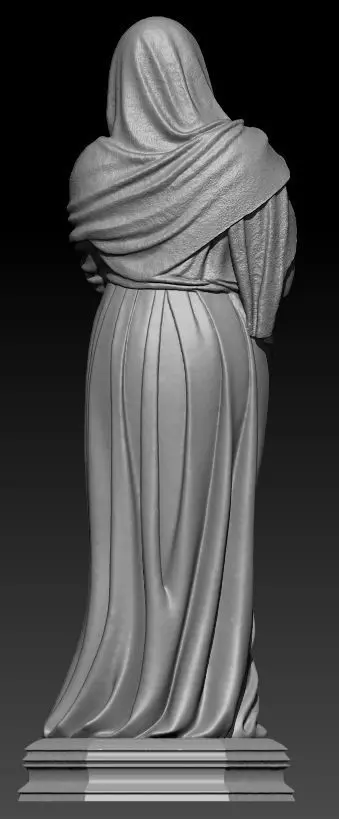 Virgin Mary Praying Sculpt 3D model_2
