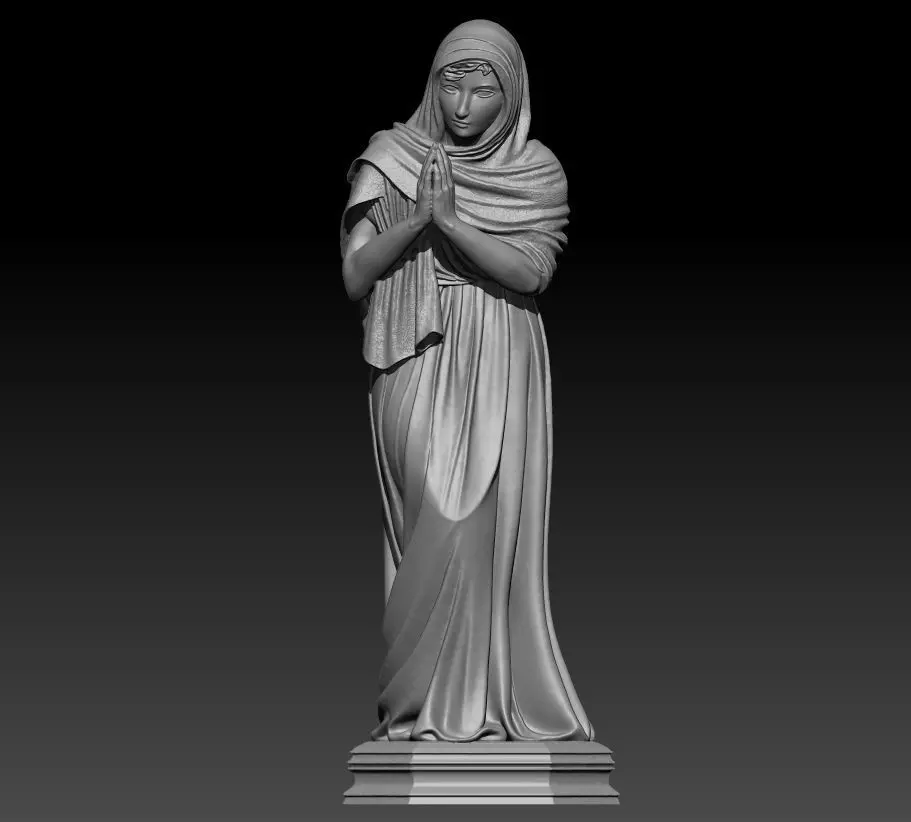 Virgin Mary Praying Sculpt 3D model_0