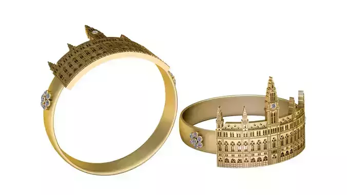 3D Printable Architectural Landmark Ring 3D print model