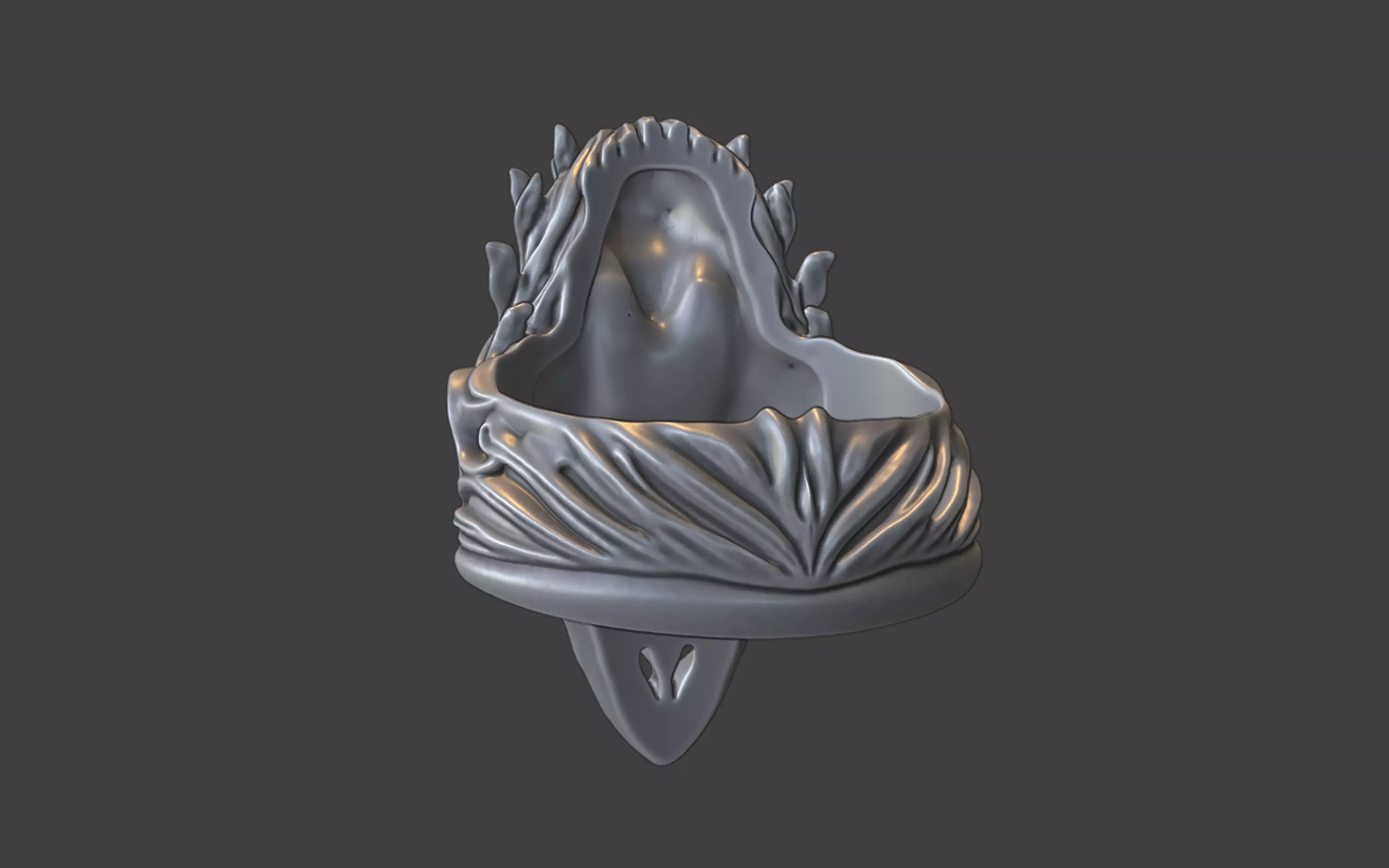 forrest queen nymph elvish ring 3D print model_5
