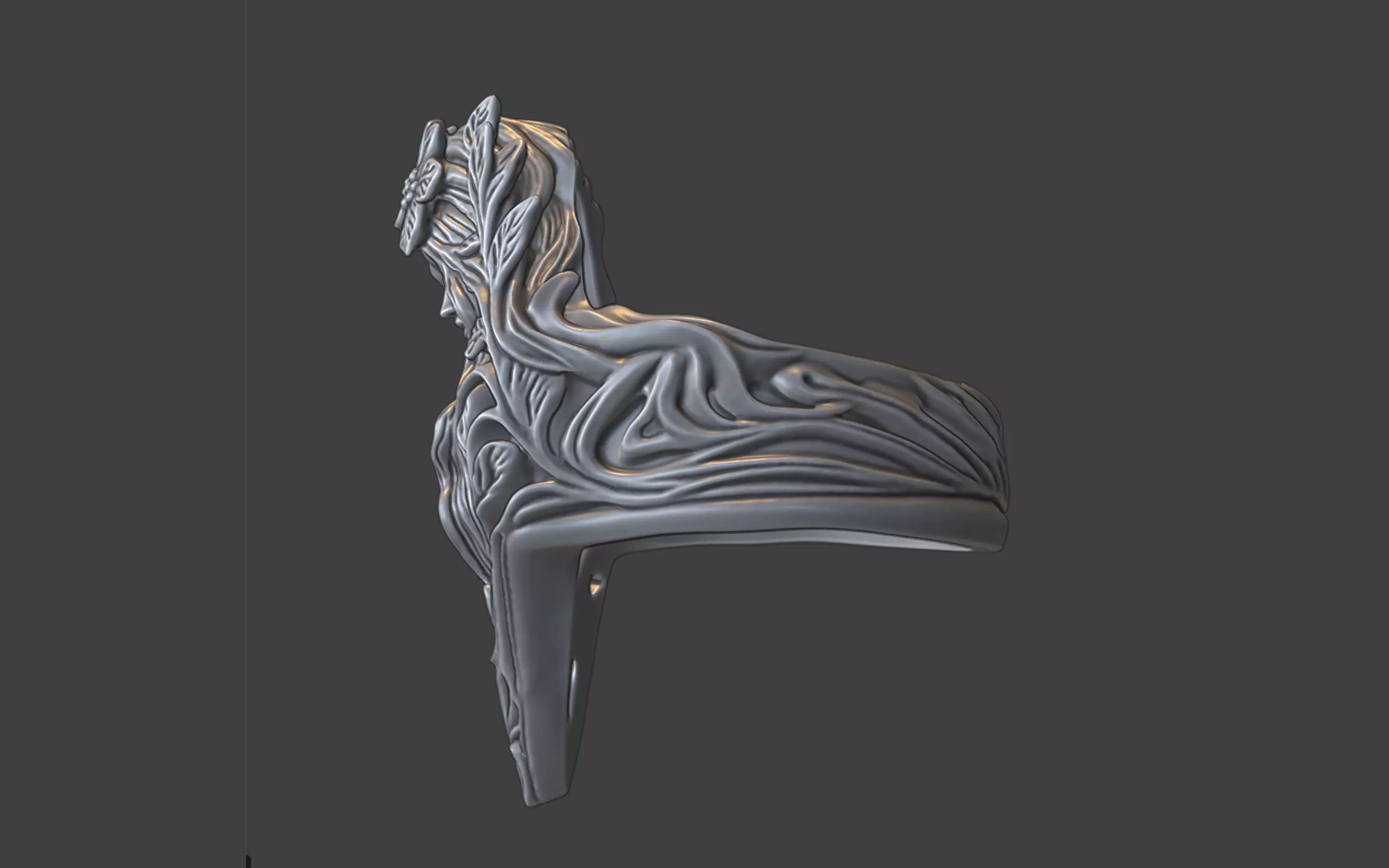 forrest queen nymph elvish ring 3D print model_26