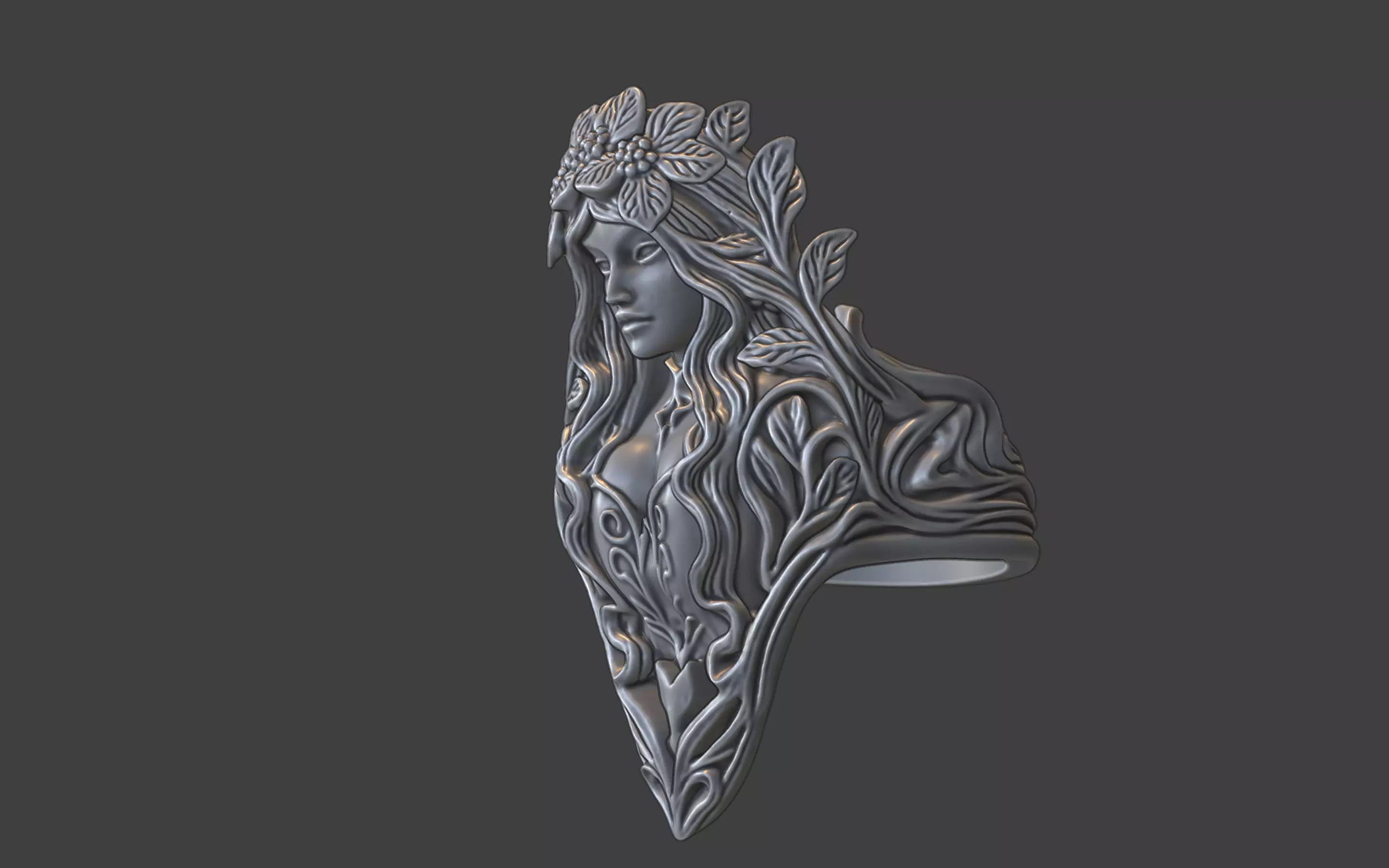 forrest queen nymph elvish ring 3D print model_24