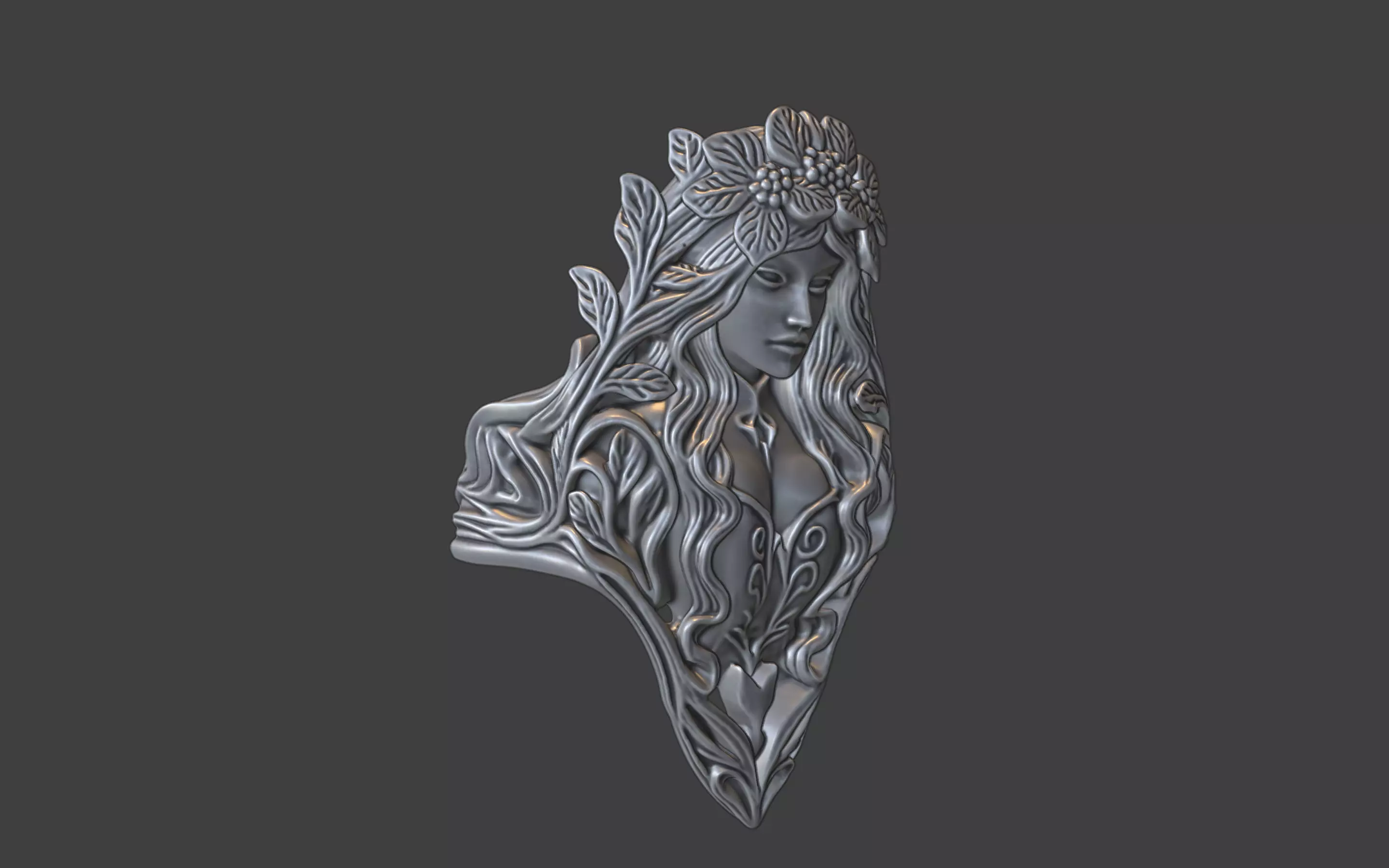 forrest queen nymph elvish ring 3D print model_9