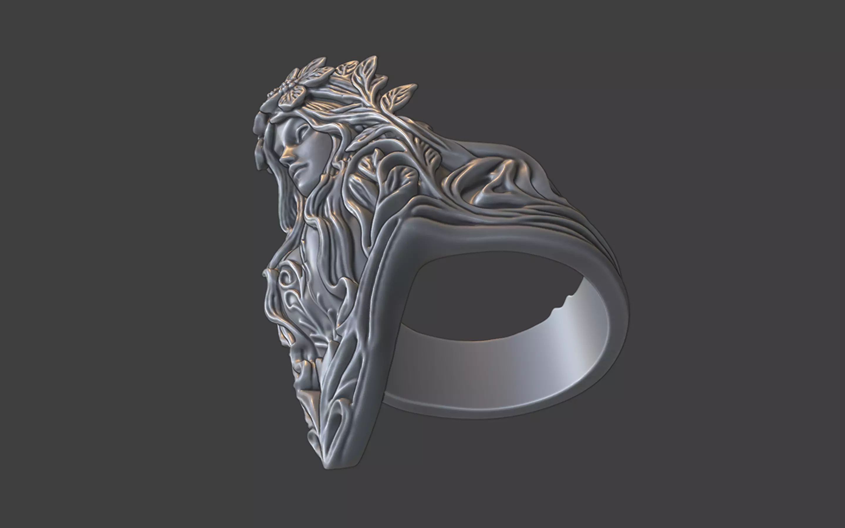 forrest queen nymph elvish ring 3D print model_13