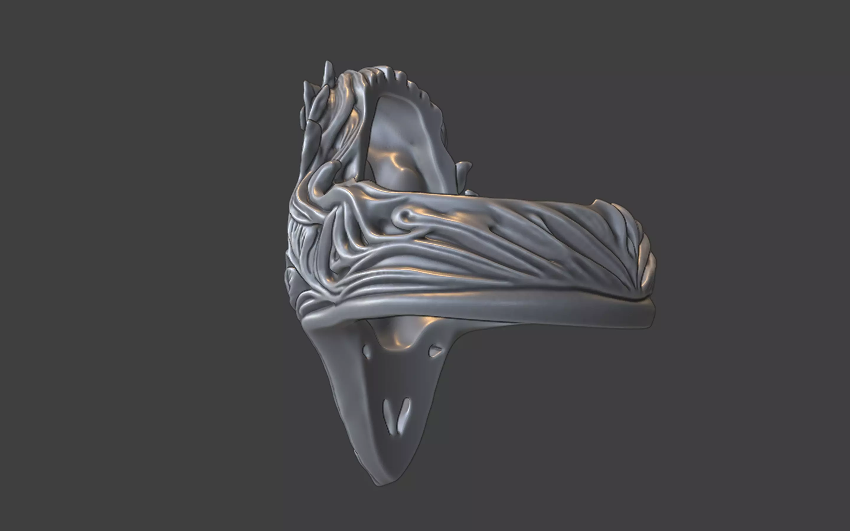 forrest queen nymph elvish ring 3D print model_4