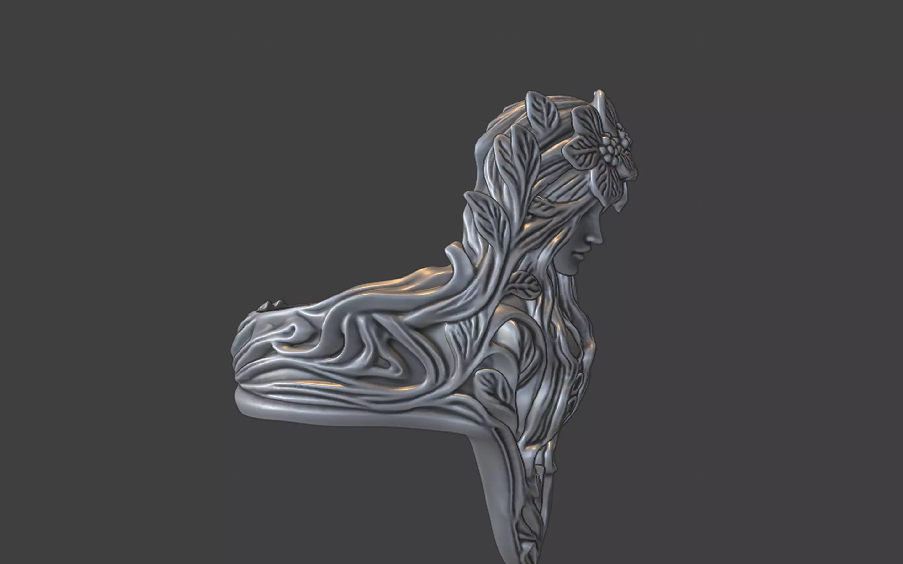 forrest queen nymph elvish ring 3D print model_14