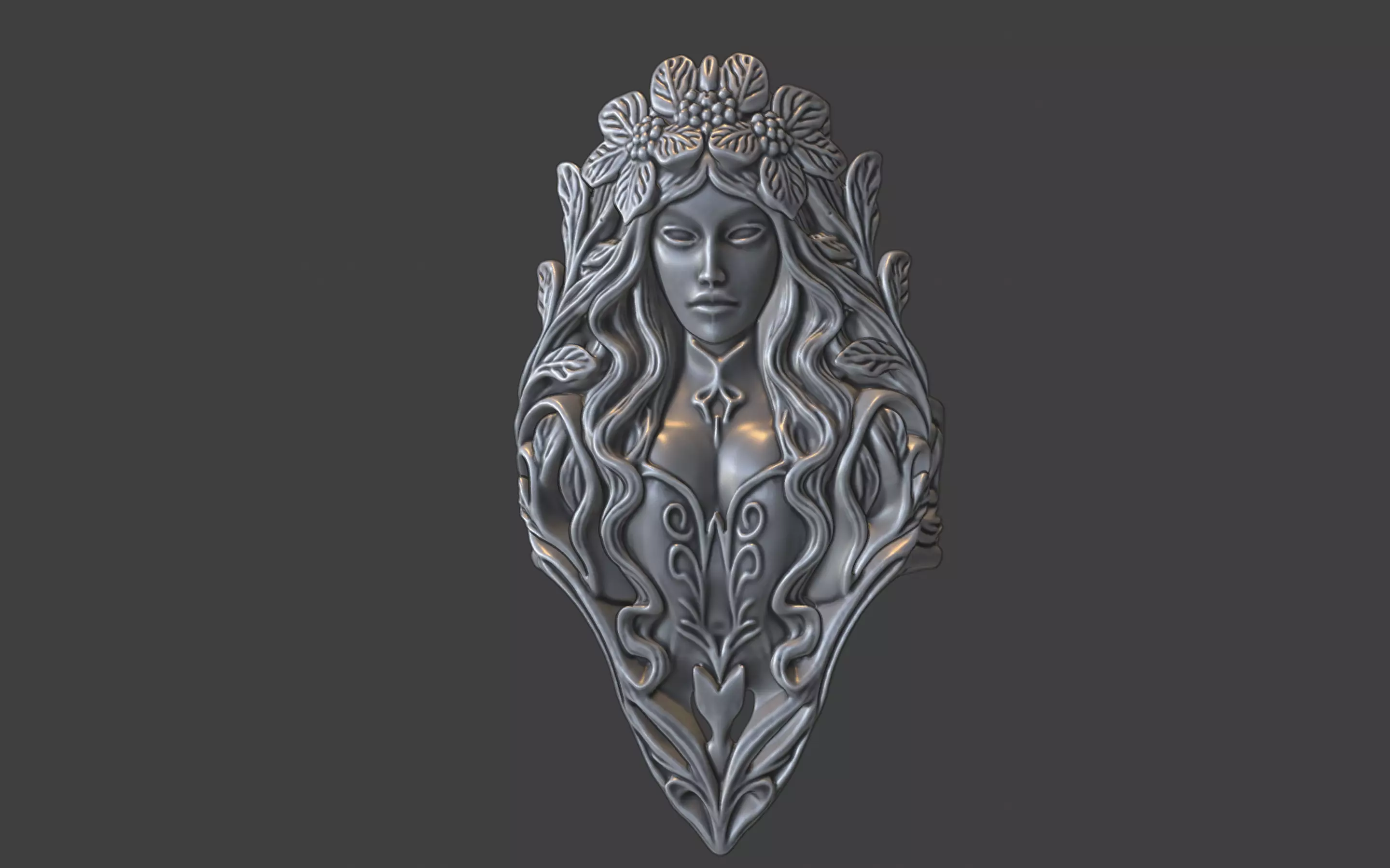 forrest queen nymph elvish ring 3D print model_18