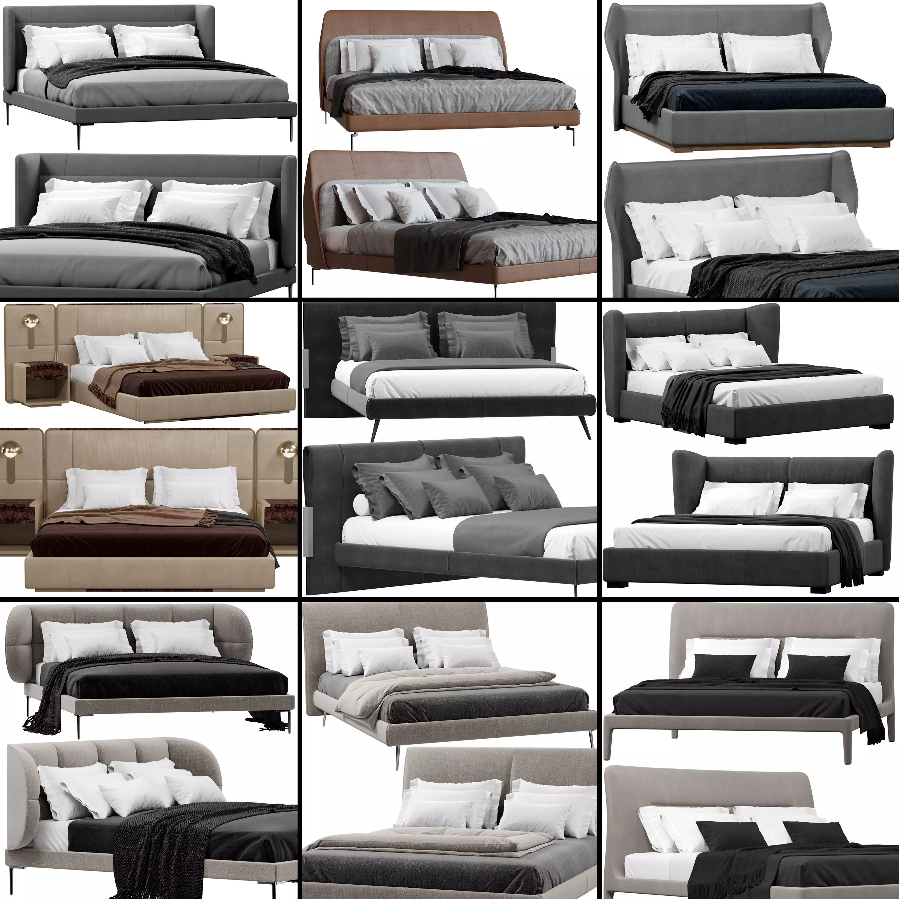 Beds set 3D model_0