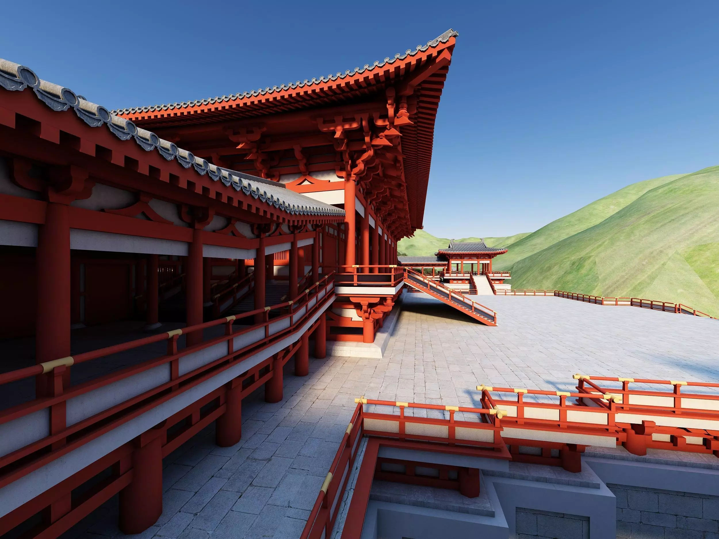 Chinese palace architecture Low-poly 3D model_7