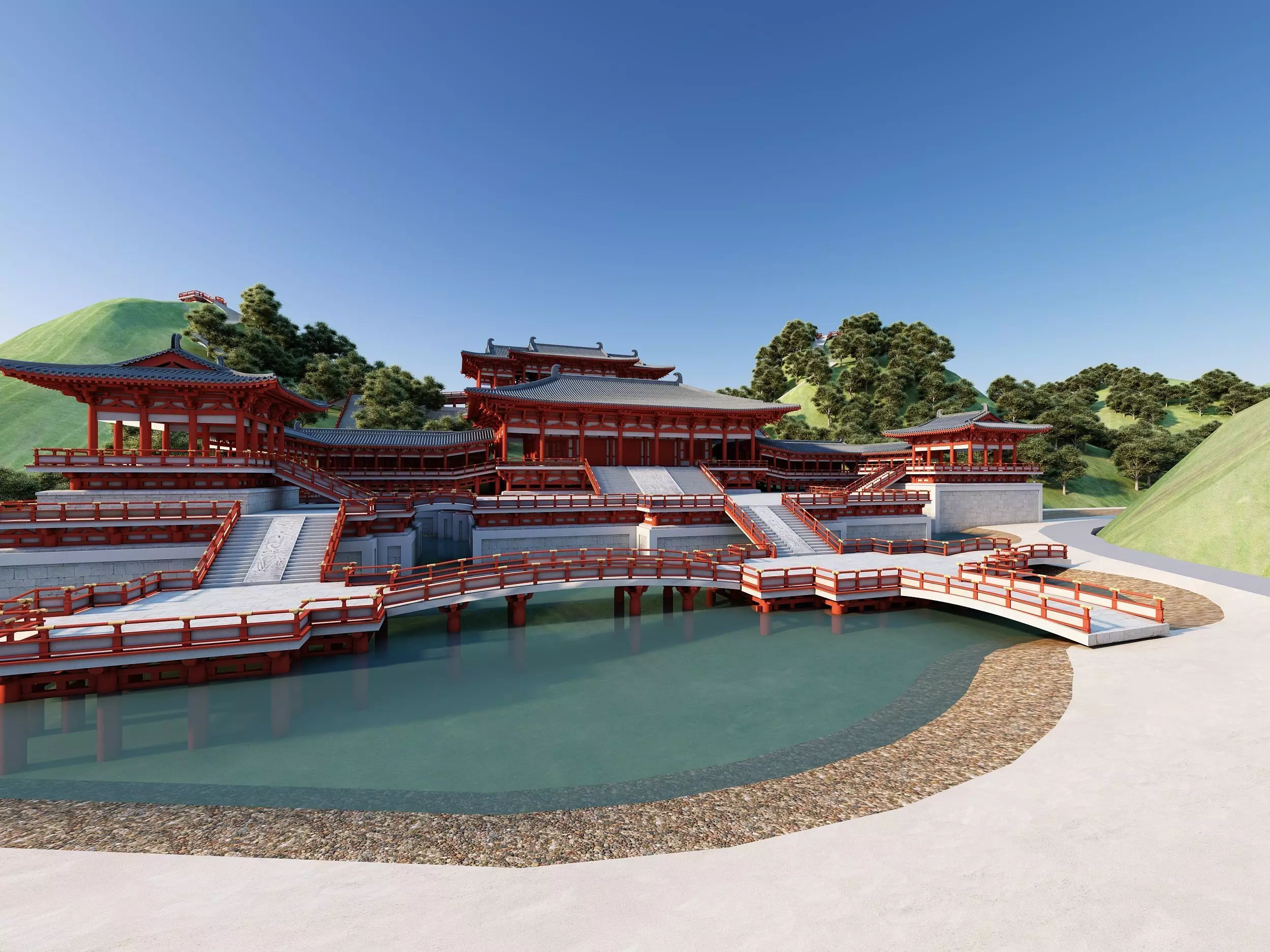 Chinese palace architecture Low-poly 3D model_6