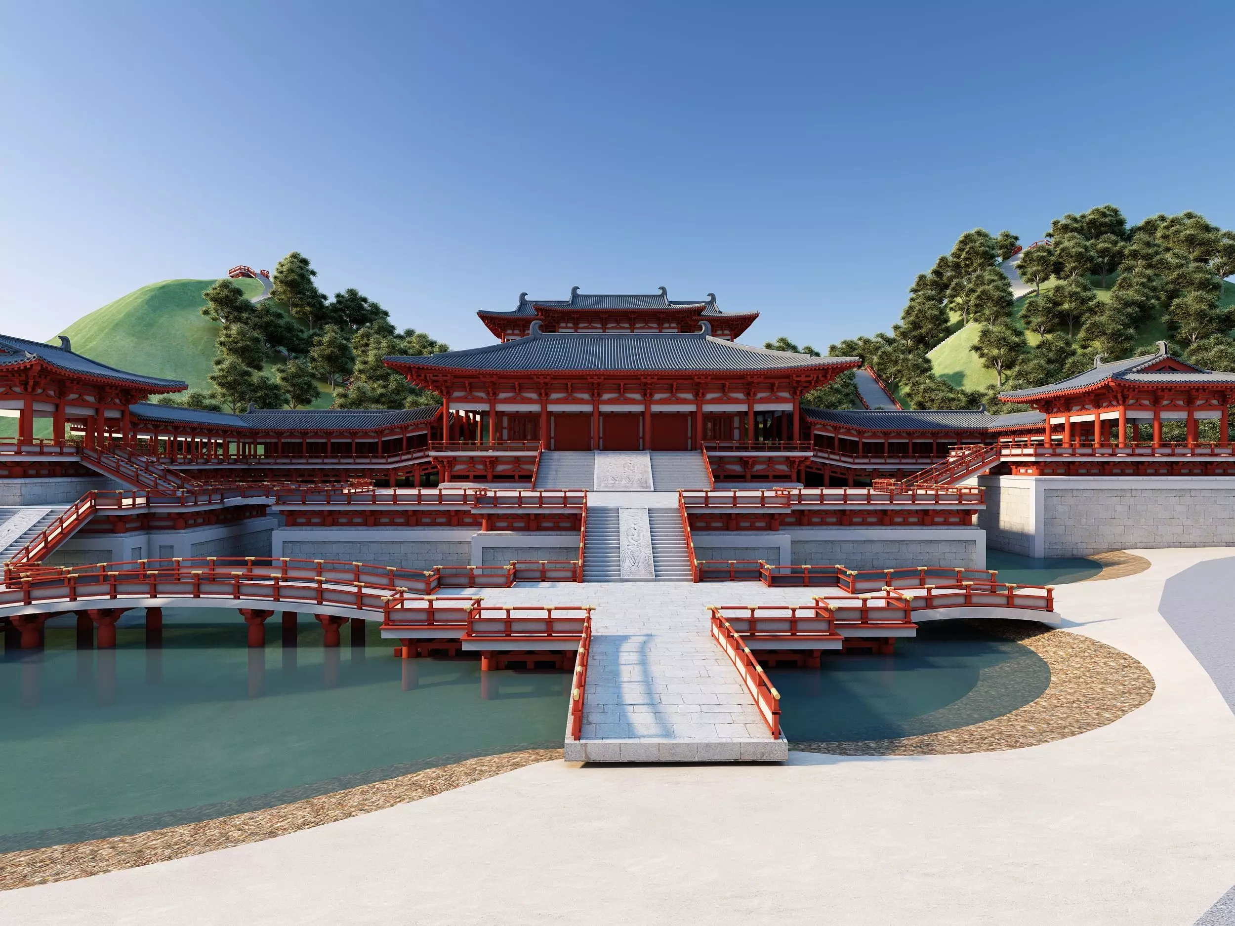 Chinese palace architecture Low-poly 3D model_1