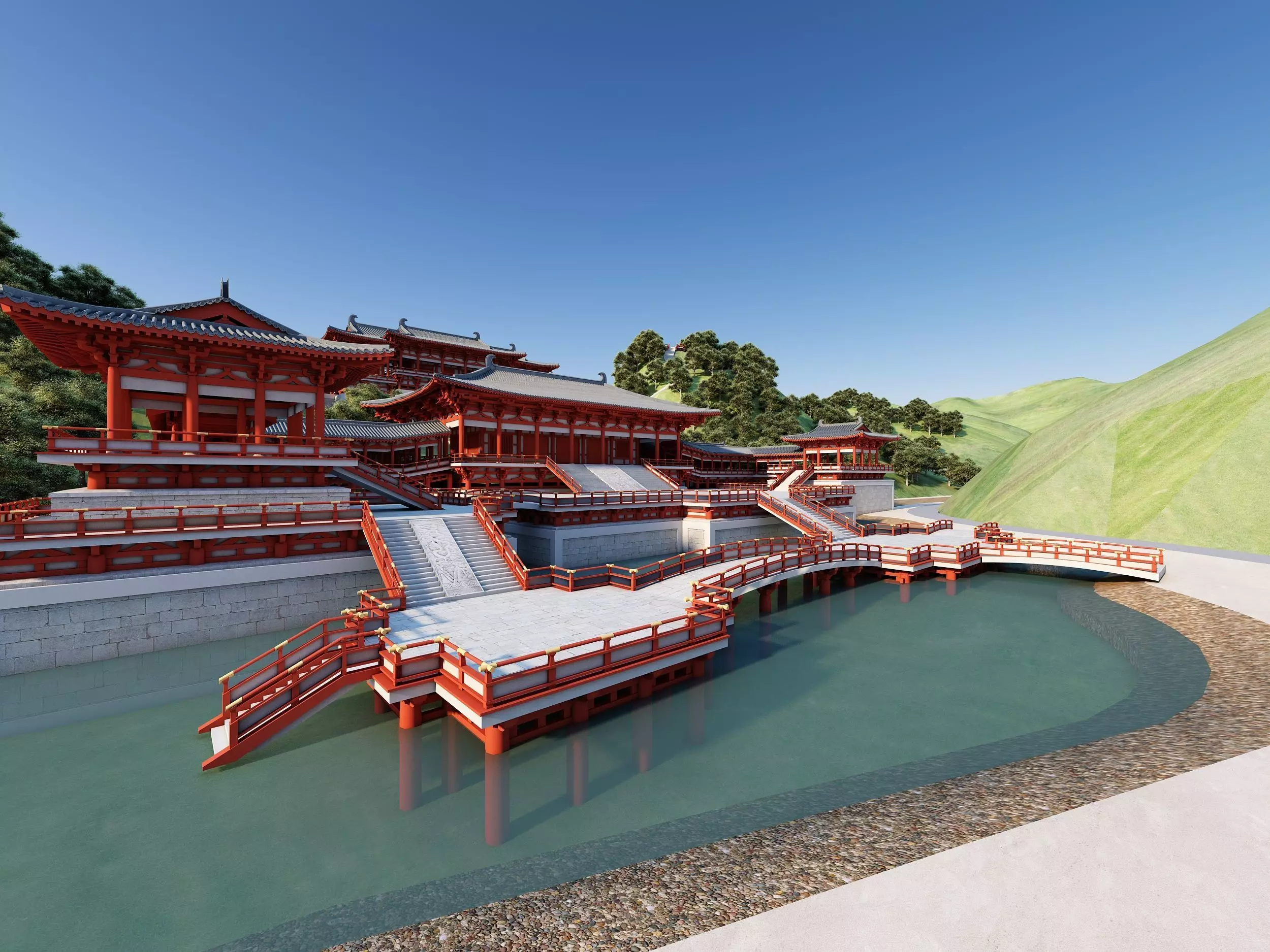 Chinese palace architecture Low-poly 3D model_3