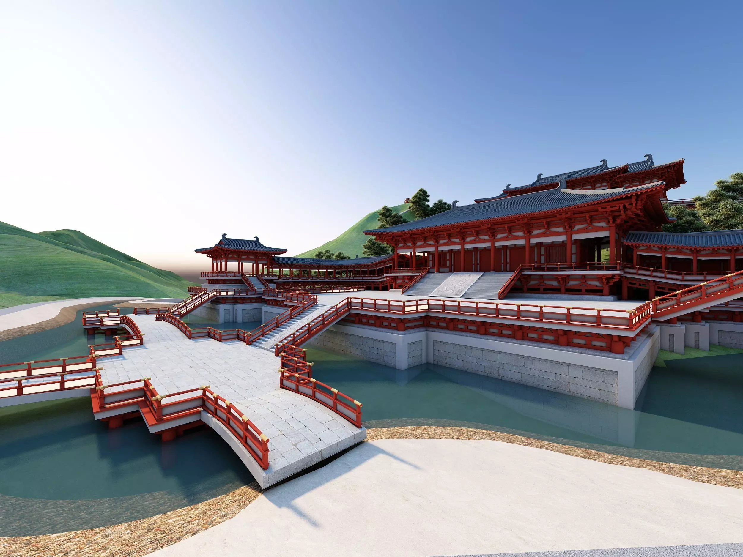 Chinese palace architecture Low-poly 3D model_2