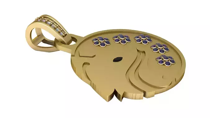 Elephant Head Gold Pendant 3D Printable Model