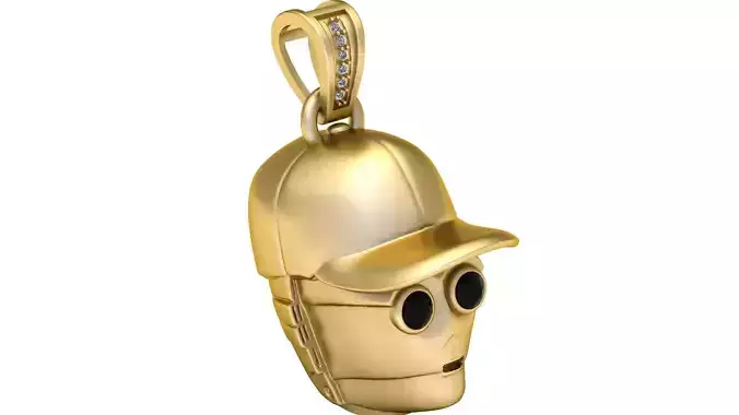 Cyborg Head Pendant with Baseball Cap 3D Printable Model