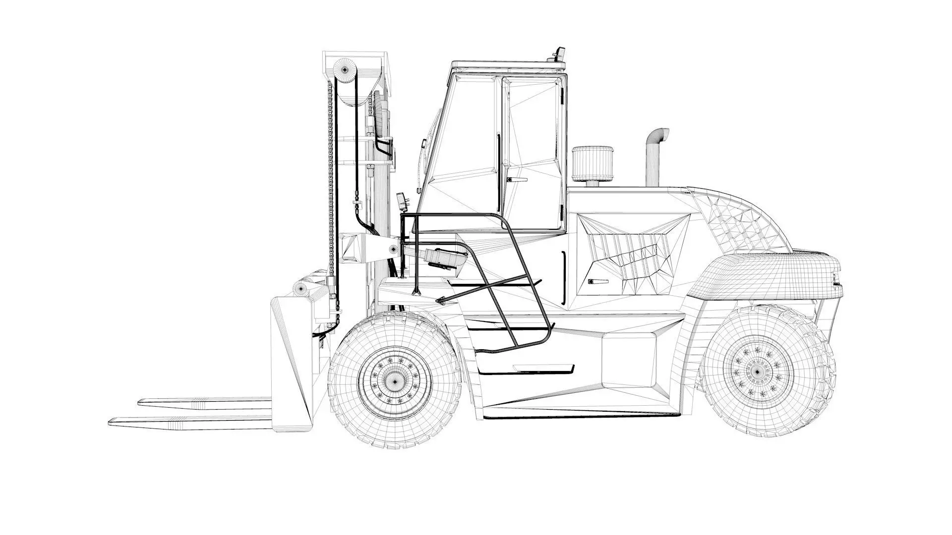 Huge Rigged Forklift 3D model_42