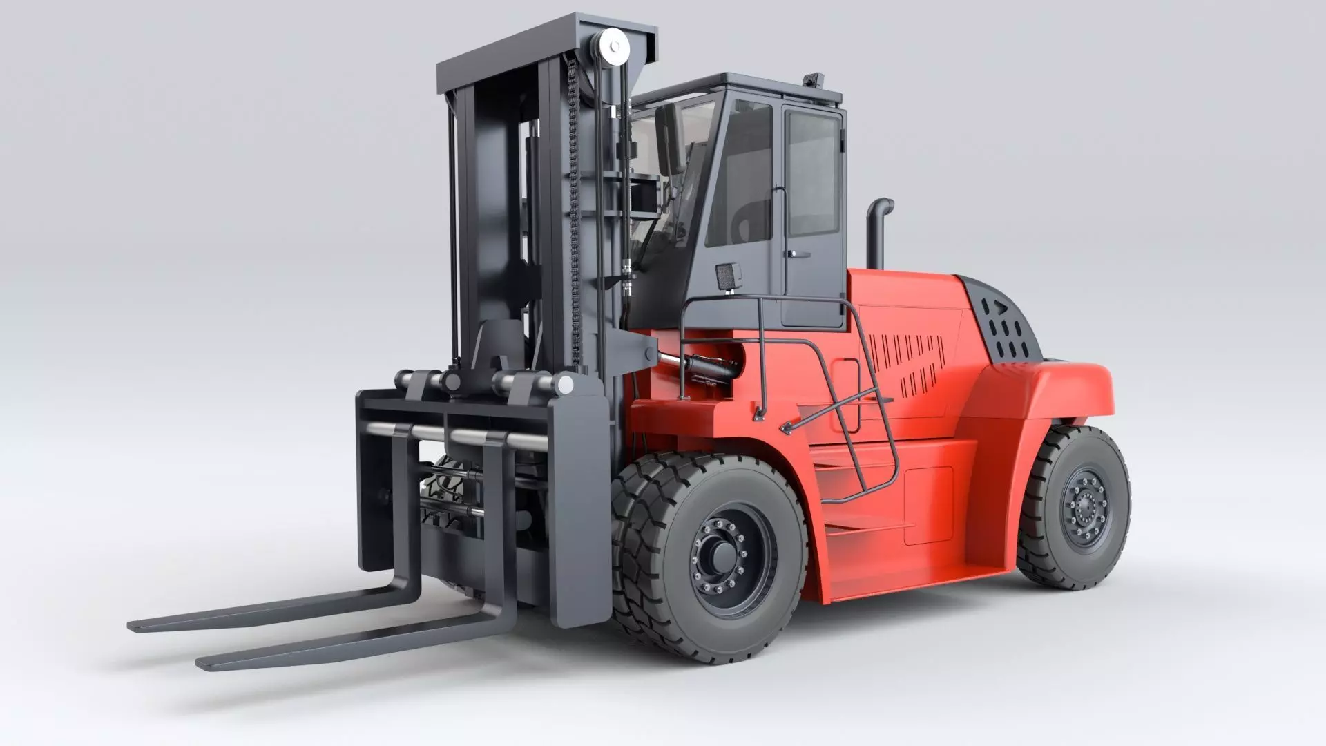 Huge Rigged Forklift 3D model_35