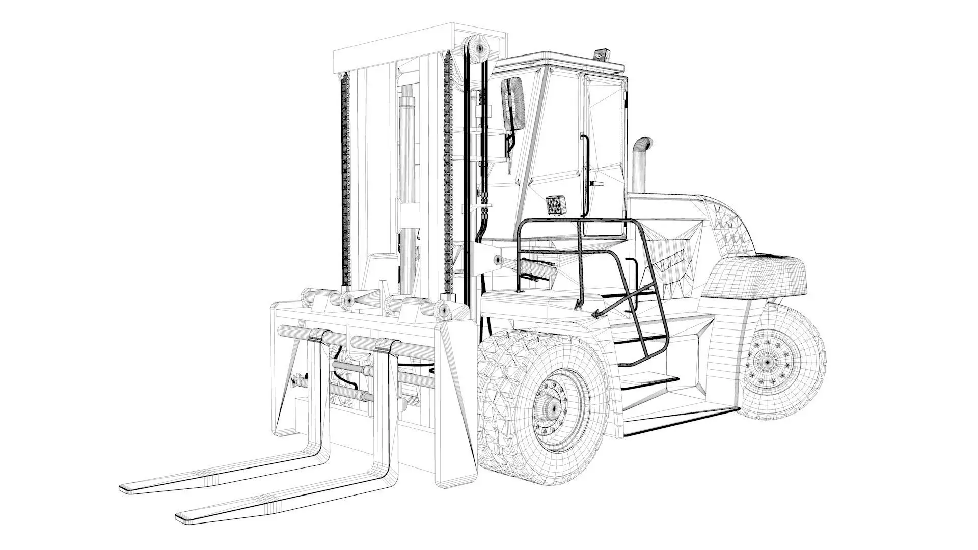 Huge Rigged Forklift 3D model_41