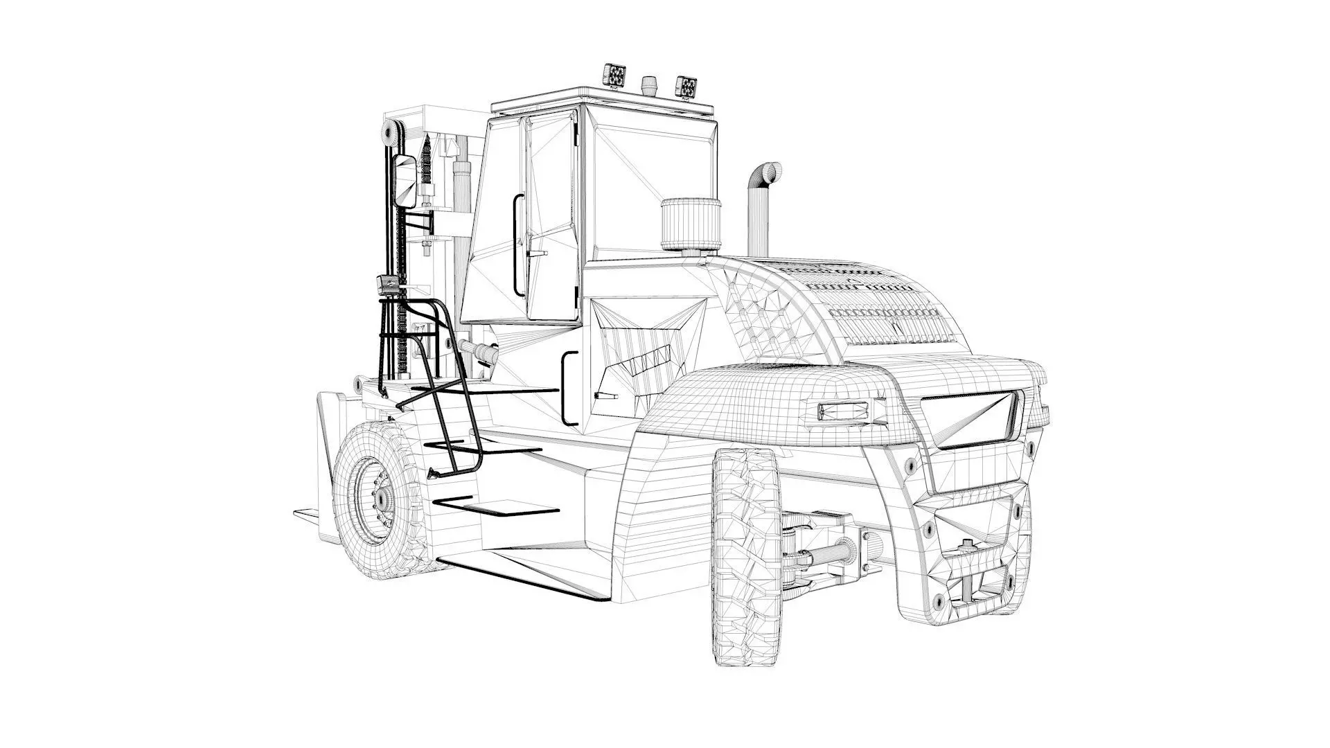 Huge Rigged Forklift 3D model_43