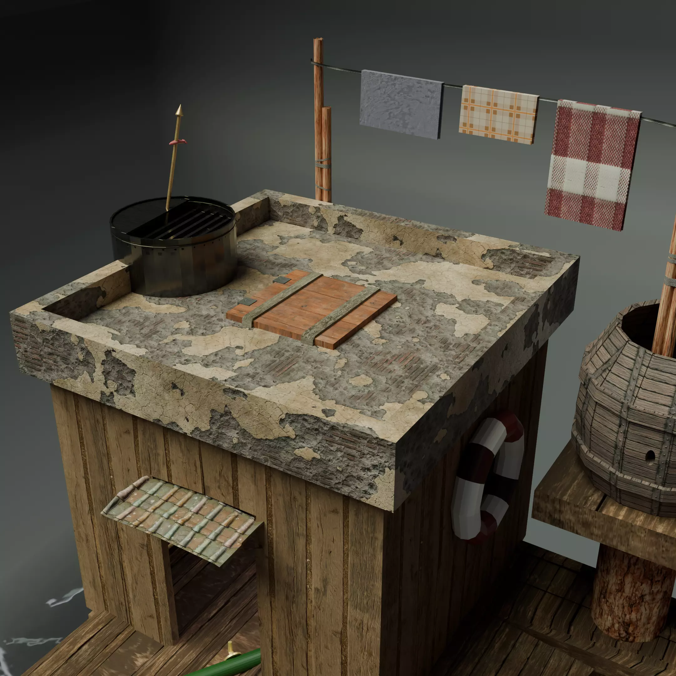 Low Poly Fishermans Hut - Stylized 3D Game Asset  Low-poly 3D model_3